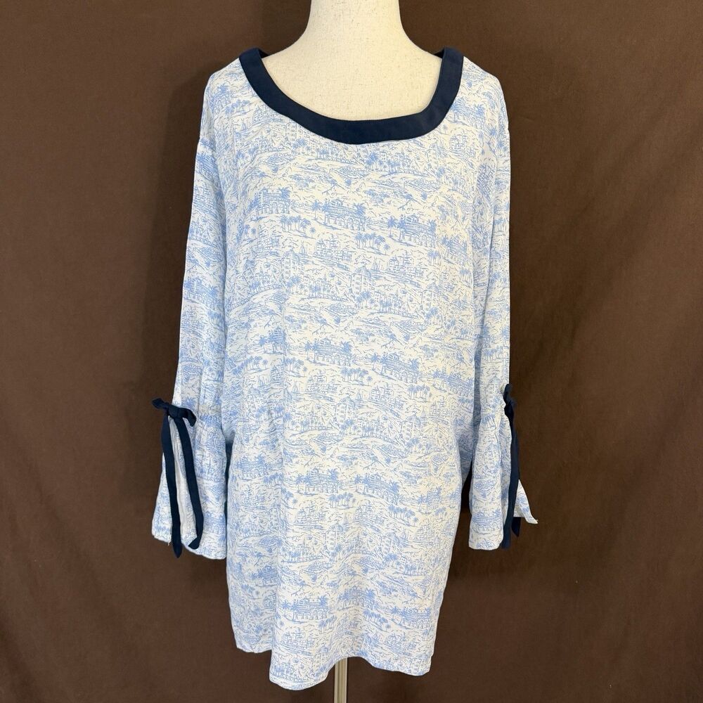 Disney Parks Riviera Resort Toile Skyliner Top Bell Sleeve Size XXL Plus